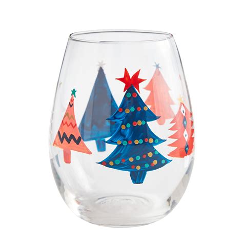 Merrily Modern Trees Hand Painted Stemless Wine Glass Pier1 Imports