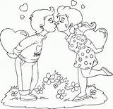 Boy Girl Kissing Valentine Coloring Pages Color Printable Friends Gif Valentines List sketch template