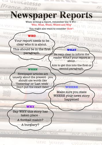 creating  newspaper report upper ks  teaching resources