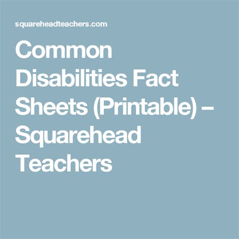 common disabilities fact sheets printable squarehead teachers