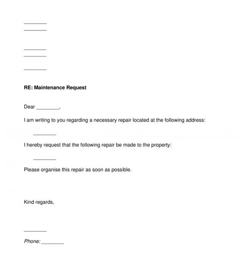 tenant maintenance request letter sample template