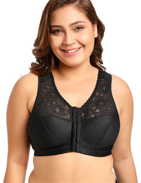 women s front closure bra full cup wirefree racerback lace plus size ebay