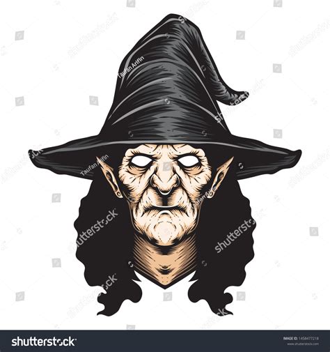scary witch head vector hat stock vector royalty