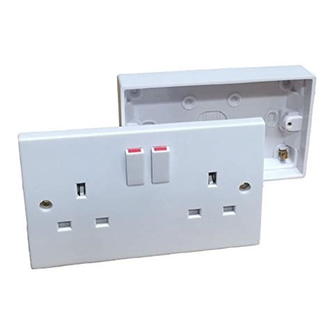 buy double wall socket  box pattress twin  gang switched plug electrical