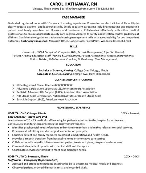 case manager resume sample