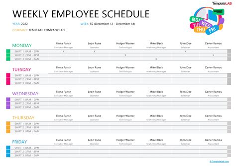 daily schedule excel template