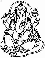Coloring Goddesses Mythology Hindu Ganesh sketch template