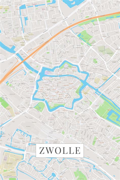 map  zwolle color maps   cities  countries   wall