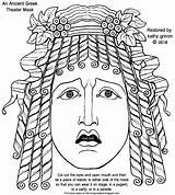 Greek Masks Theater Ancient Female Girls Coloring Pages Boys Color sketch template