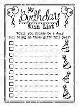 Birthday Wish List Wishlist Template Wishes Printable Bday Templates Party Card Printables Visit Myself Whimsy Stamps Cards Teens sketch template
