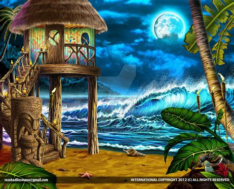 tiki hut beach  rezahales  deviantart