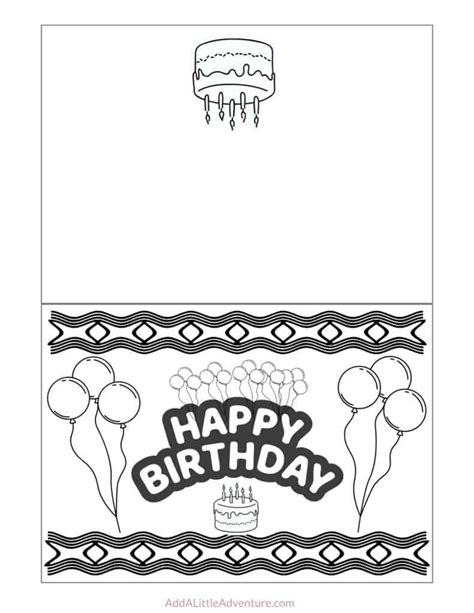 printable foldable happy birthday coloring card printable templates