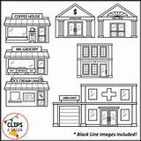 Community Buildings Clip Building Pages Paper Coloring Digital Places Resources Kids Colouring City Salsa Map Restaurant Choose Board Preview sketch template