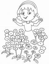 Garden Girl Cornflower Coloring Pages Kids sketch template