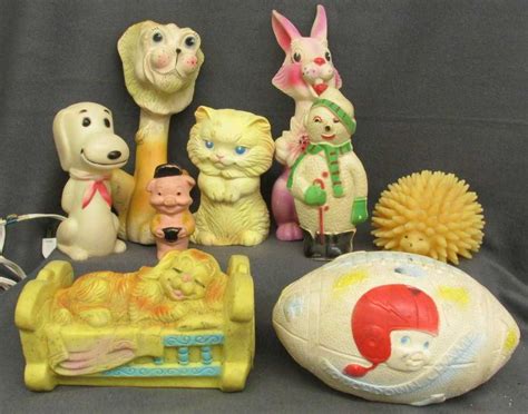 huge lot vintage rubber squeaky toys fields mobley xt