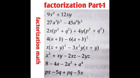 factorization factorization part  youtube