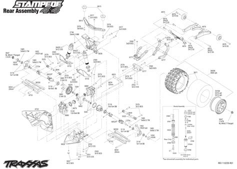 exploded view traxxas stampede vxl  rear part astra
