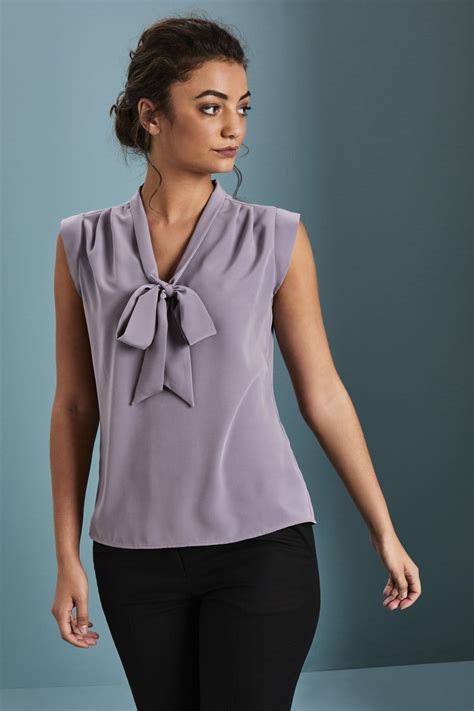 women s tie neck sleeveless blouse violet simon jersey