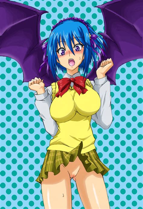 Rule 34 Bat Wings Blue Hair Blush Breasts Highres Kurono Kurumu No