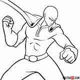 Saitama Draw Punch Man Fighting Steps Anime Step Sketchok sketch template