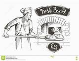 Forno Pane Brot Backte Cuire Baker Boulanger Bäcker Baking Shovel Uniform Alimento sketch template