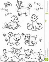Coloring Dogs Cute Pages Cartoon Royalty Different Illustration Printable Animal Children Color Getcolorings Seven sketch template