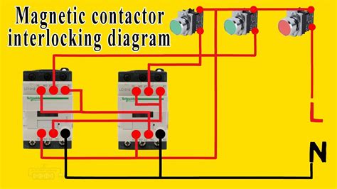 magnetic contactor interlocking diagram youtube