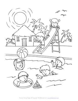 fun   pool coloring page summer coloring sheets beach coloring