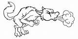 Wolf Pigs Blowing Lobo Puffing Drie Huffing Soprando Porquinhos Fairytale Pintar Mauvais Porcs Varkens Slecht Huizen Templates sketch template