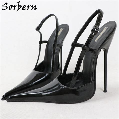 sorbern 16cm metal high heel women pumps slingback long pointy toes