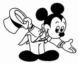Mickey Magician Coloring Pages Mouse Bow Para Colorear Bowing Hat Empty Disney Magic Original Nice sketch template