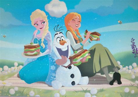 Anna Elsa And Olaf With Sandwiches From R Frozen