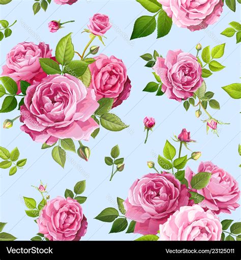 seamless pattern  rose flowers royalty  vector image