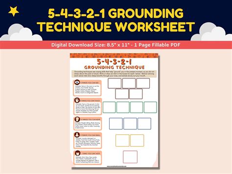 grounding technique worksheet kids teens young adults  etsy india