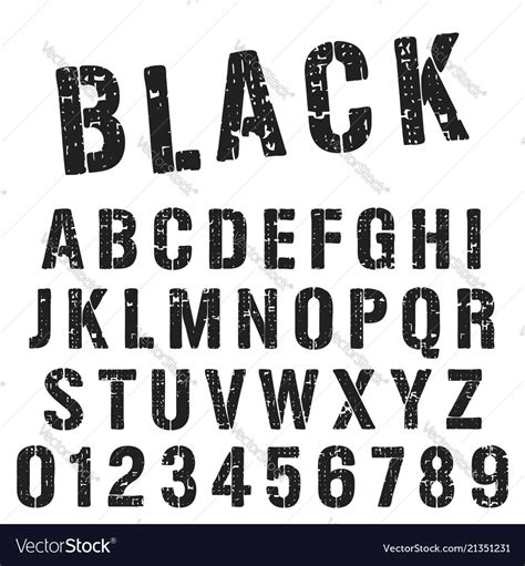 black stencil alphabet font template royalty  vector