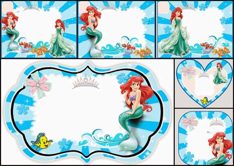 mermaid  printable invitations cards  photo frames