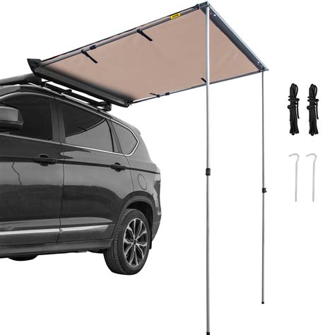 vevor car awning car tent retractable waterproof suv rooftop khaki  vevor