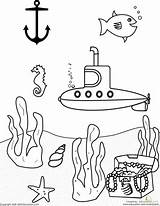 Submarine Coloring sketch template