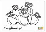 Rings Golden Coloring Five Christmas Pages 5th Kiddycharts Template sketch template