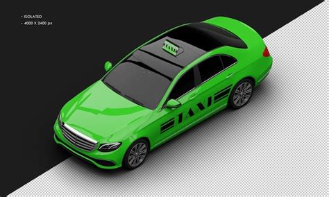 premium psd isolated realistic shiny metalic green luxury city taxi
