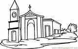 Church Coloring Printable Pages Building Buildings Architecture Color sketch template