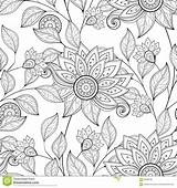 Vector Monochrome Seamless Floral Pattern Greeting Abstract Preview sketch template
