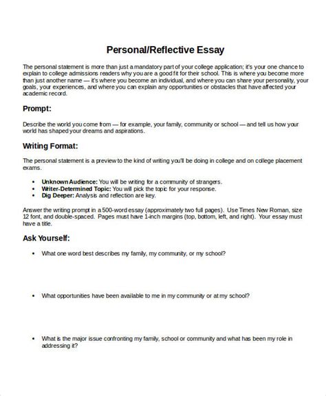 view personal reflective essay examples full scholarship