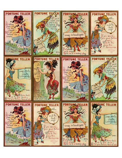 vintage gypsy fortune teller cards digital printable collage etsy