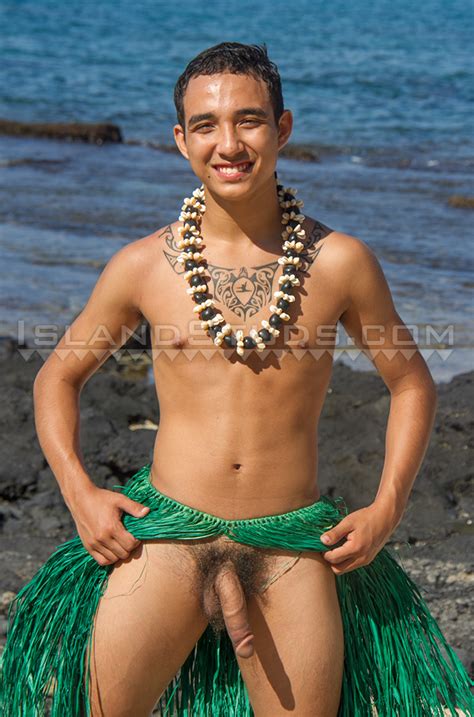 hung twink hawaiian hula dancer pees and jerks
