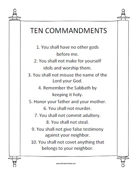 commandments  colouring pages