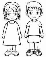 Coloring Boy Girl Clipart Little Girls Pages Printable Kids Library sketch template