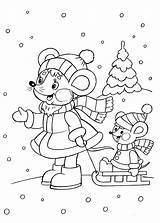 Kleurplaat Malvorlagen Sneeuw Hiver Kleurplaten Muizen Kerst Krokotak Maus Kerstmis Zima Kind Raskrasil sketch template