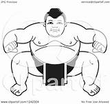 Sumo Crouching Wrestler Illustration Clipart Royalty Vector Perera Lal Regarding Notes sketch template