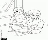 Quran Coloring Reading Children Islam Indonesian Kids Ramadan Pages Printable Color Craft Gif Choose Board Girl sketch template